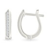 Thumbnail Image 2 of 1/10 CT. T.W. Diamond Knife Edge Hoop Earrings in Sterling Silver