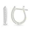 Thumbnail Image 3 of 1/10 CT. T.W. Diamond Knife Edge Hoop Earrings in Sterling Silver