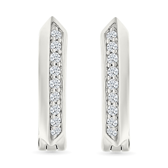 1/10 CT. T.w. Diamond Knife Edge Hoop Earrings in Sterling Silver