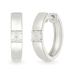 Diamond Accent Miracle Solitaire Hoop Earrings in Sterling Silver