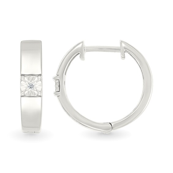Diamond Accent Miracle Solitaire Hoop Earrings in Sterling Silver