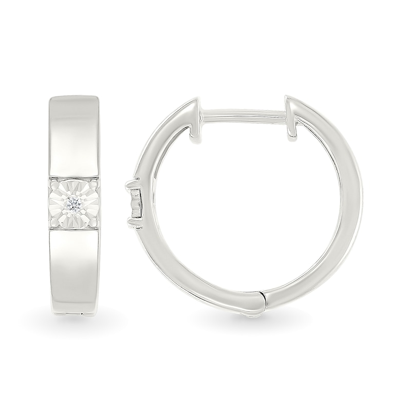 Main Image 2 of Diamond Accent Miracle Solitaire Hoop Earrings in Sterling Silver