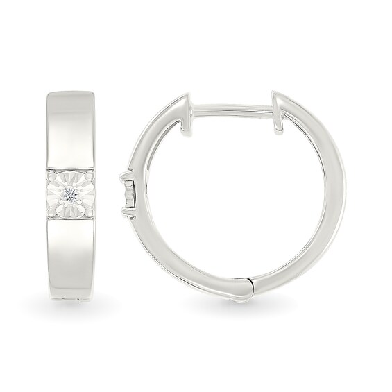 Diamond Accent Miracle Solitaire Hoop Earrings in Sterling Silver