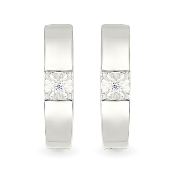 Diamond Accent Miracle Solitaire Hoop Earrings in Sterling Silver