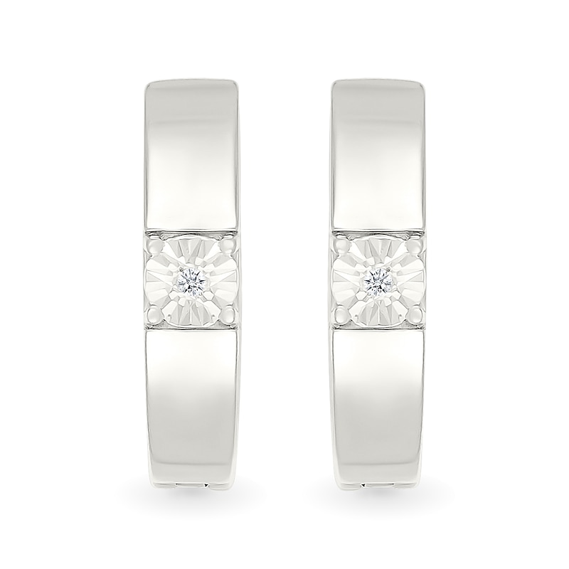 Main Image 4 of Diamond Accent Miracle Solitaire Hoop Earrings in Sterling Silver