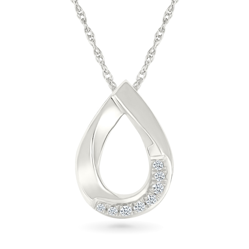 Main Image 1 of 1/20 CT. T.W. Diamond Teardrop Pendant in Sterling Silver