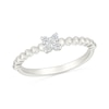 Thumbnail Image 1 of 1/10 CT. T.W. Diamond Flower Cluster Beaded Ring in Sterling Silver