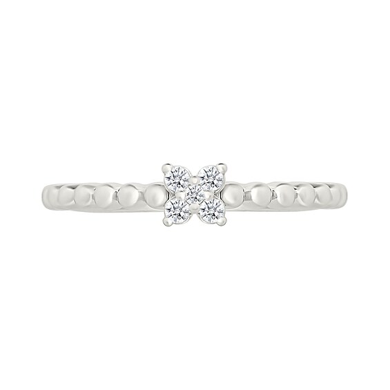1/10 CT. T.w. Diamond Flower Cluster Beaded Ring in Sterling Silver