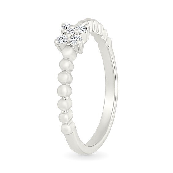 1/10 CT. T.w. Diamond Flower Cluster Beaded Ring in Sterling Silver