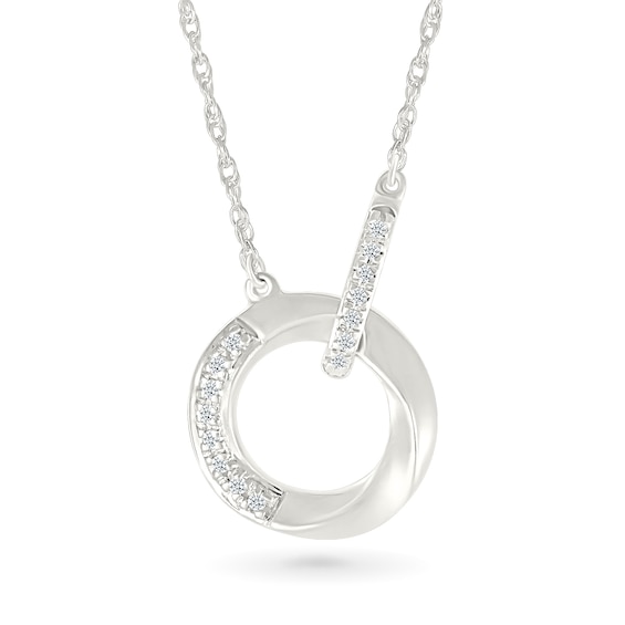 1/20 CT. T.w. Diamond Circle Buckle Necklace in Sterling Silver