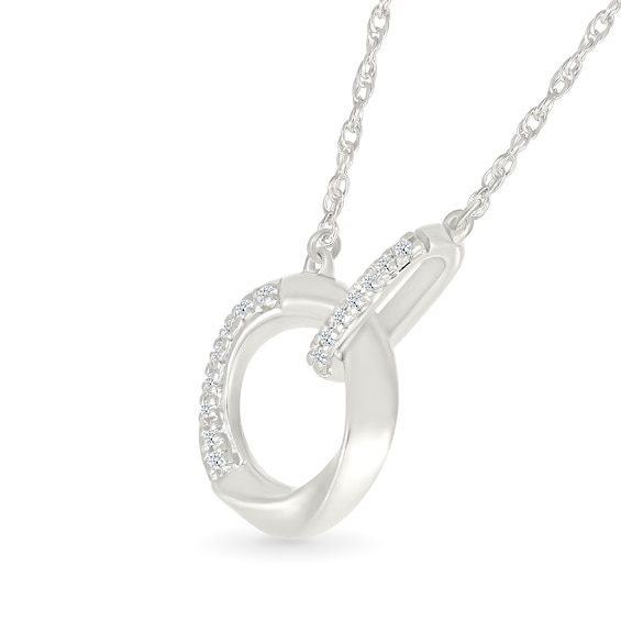 1/20 CT. T.w. Diamond Circle Buckle Necklace in Sterling Silver