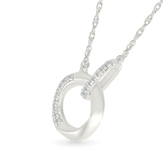 1/20 CT. T.w. Diamond Circle Buckle Necklace in Sterling Silver
