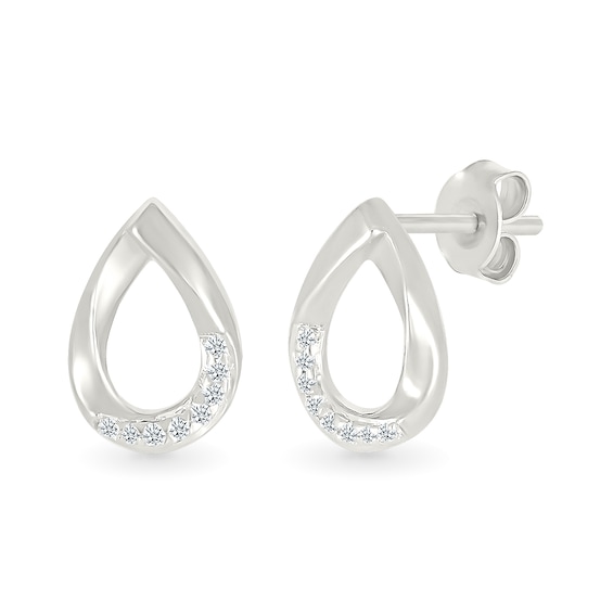 1/20 CT. T.w. Diamond Teardrop Stud Earrings in Sterling Silver