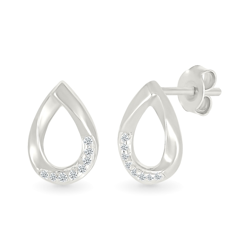 Main Image 1 of 1/20 CT. T.W. Diamond Teardrop Stud Earrings in Sterling Silver