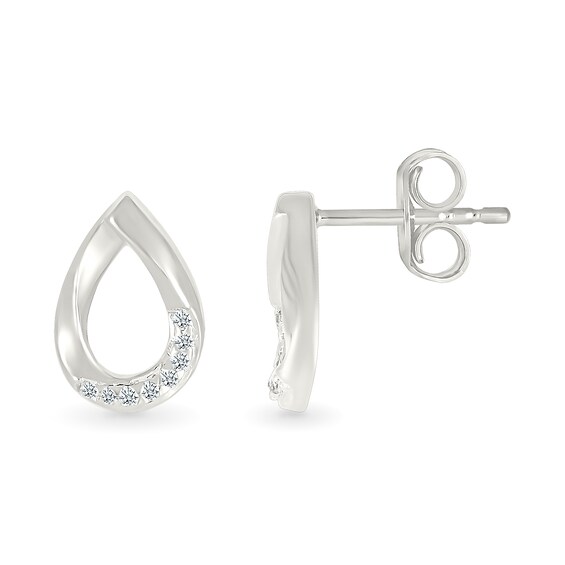 1/20 CT. T.w. Diamond Teardrop Stud Earrings in Sterling Silver