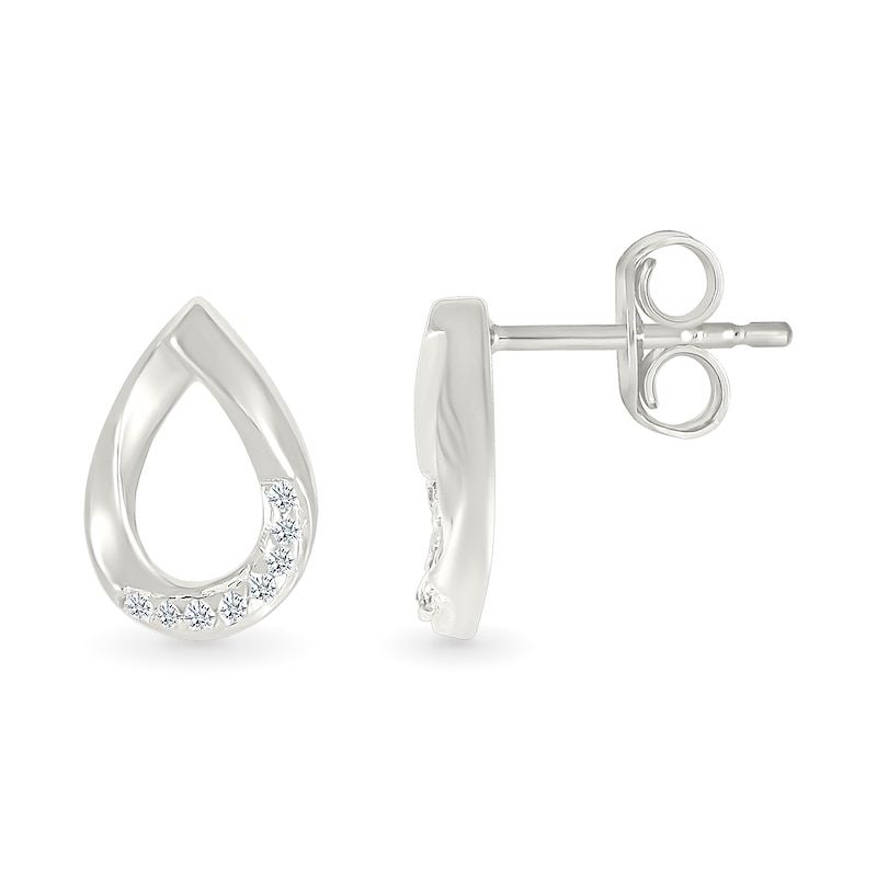 Main Image 2 of 1/20 CT. T.W. Diamond Teardrop Stud Earrings in Sterling Silver