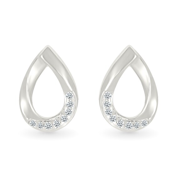 1/20 CT. T.w. Diamond Teardrop Stud Earrings in Sterling Silver