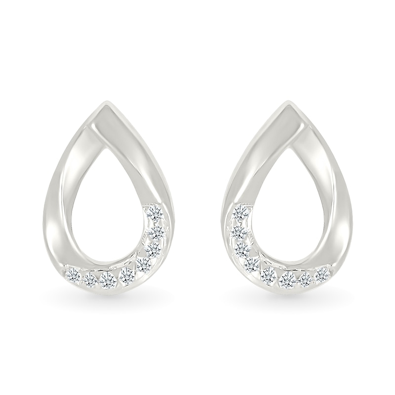 Main Image 4 of 1/20 CT. T.W. Diamond Teardrop Stud Earrings in Sterling Silver