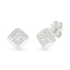 Thumbnail Image 1 of 1/8 CT. T.W. Diamond Star Tilted Square Stud Earrings in Sterling Silver