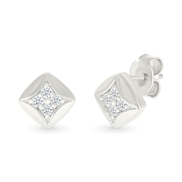 1/8 CT. T.W. Diamond Star Tilted Square Stud Earrings in Sterling Silver