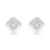 Thumbnail Image 4 of 1/8 CT. T.W. Diamond Star Tilted Square Stud Earrings in Sterling Silver