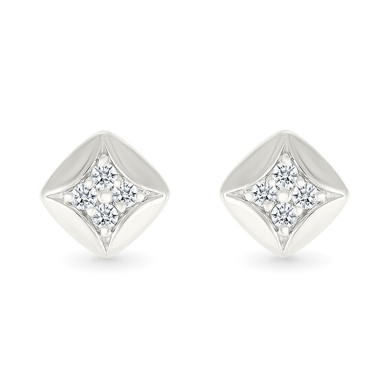 1/8 CT. T.w. Diamond Star Tilted Square Stud Earrings in Sterling Silver