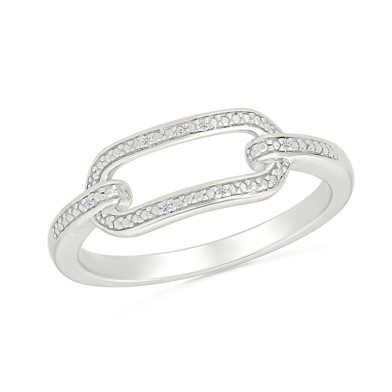 Main Image 1 of Diamond Accent Paper Clip Link Ring in Sterling Silver