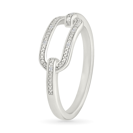 Diamond Accent Paper Clip Link Ring in Sterling Silver