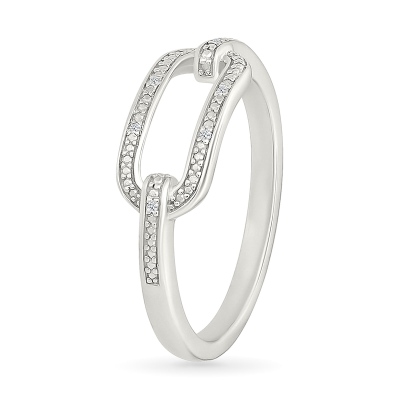 Main Image 3 of Diamond Accent Paper Clip Link Ring in Sterling Silver