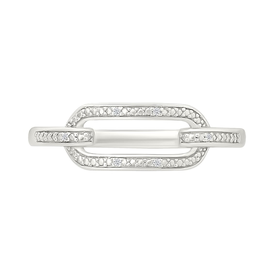 Diamond Accent Paper Clip Link Ring in Sterling Silver