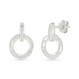 1/20 CT. T.W. Diamond Circle Drop Earrings in Sterling Silver