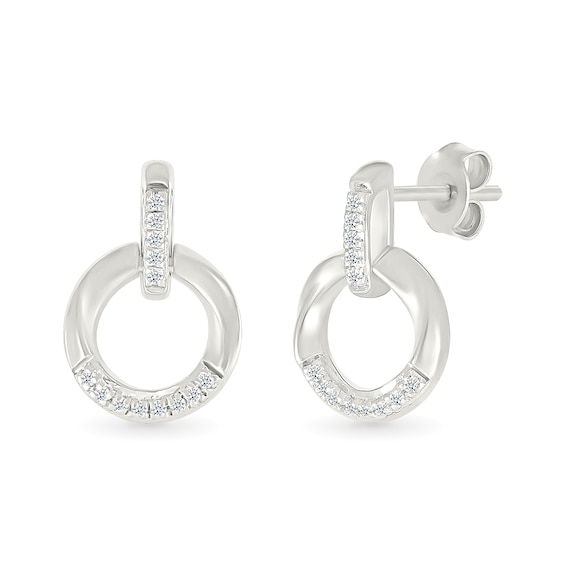 1/20 CT. T.w. Diamond Circle Drop Earrings in Sterling Silver