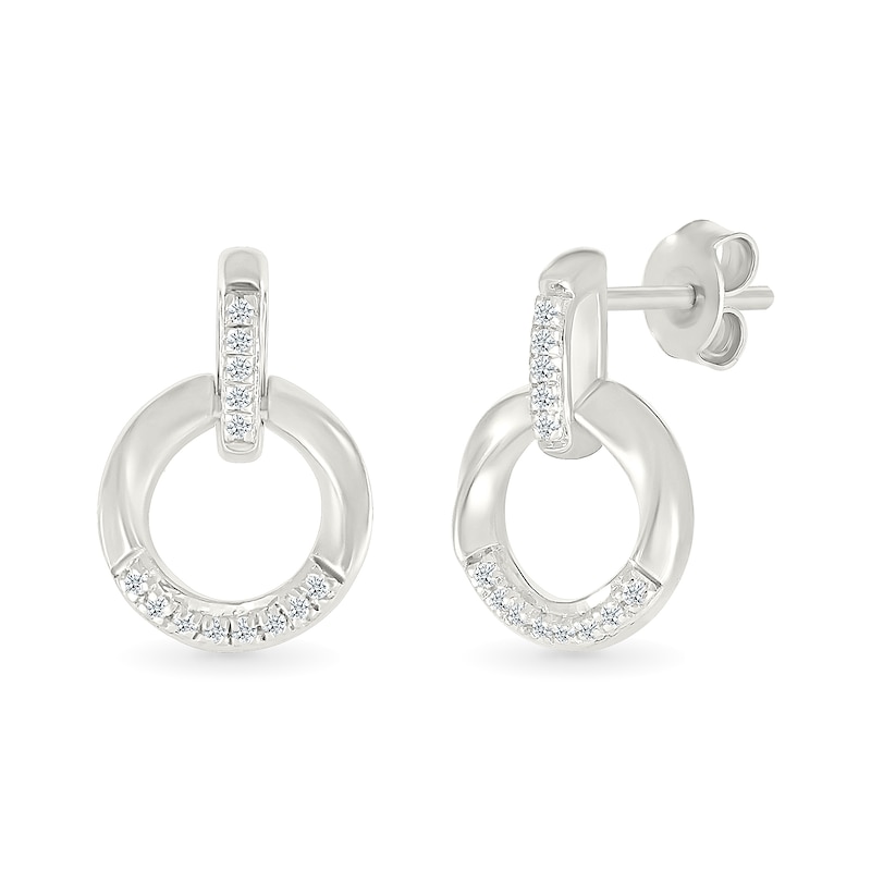 Main Image 1 of 1/20 CT. T.W. Diamond Circle Drop Earrings in Sterling Silver