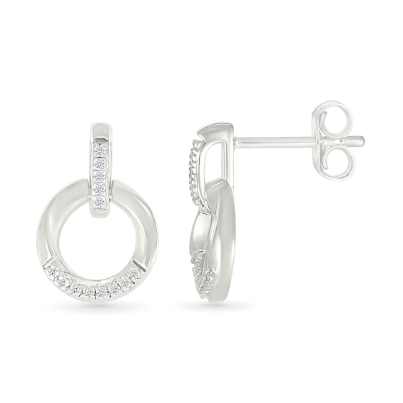1/20 CT. T.w. Diamond Circle Drop Earrings in Sterling Silver