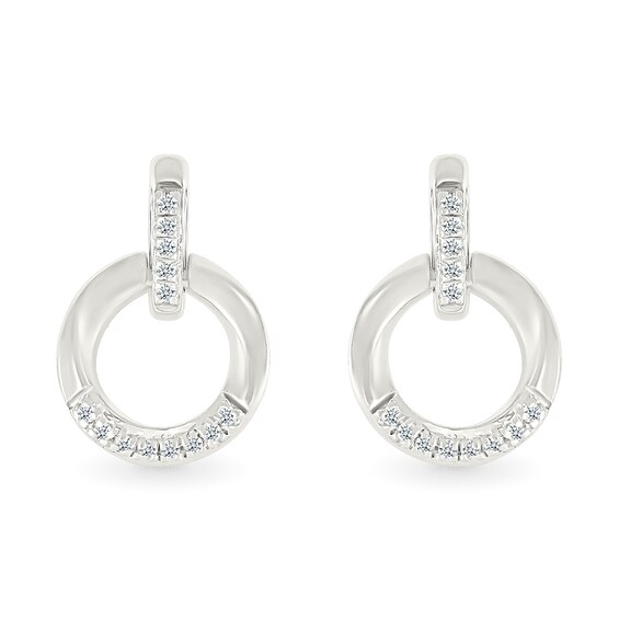 1/20 CT. T.w. Diamond Circle Drop Earrings in Sterling Silver