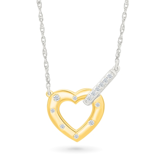 1/15 CT. T.w. Diamond Clipped Heart Necklace in 10K Two-Tone Gold