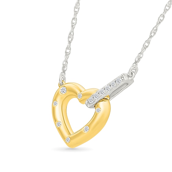 1/15 CT. T.w. Diamond Clipped Heart Necklace in 10K Two-Tone Gold