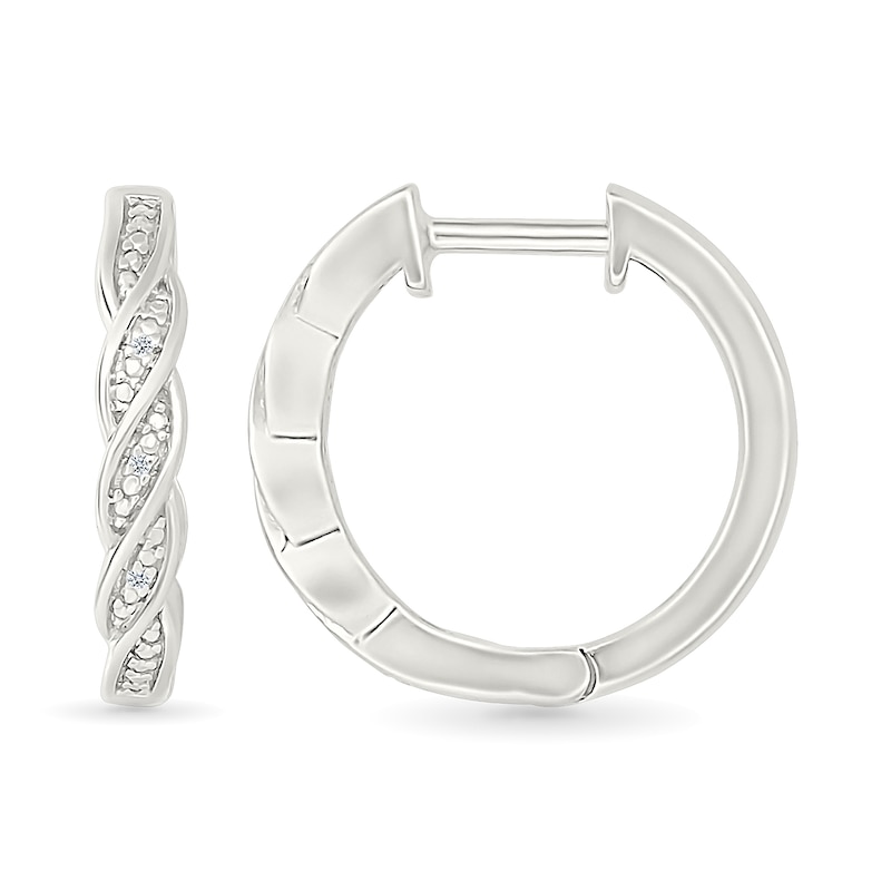 Main Image 2 of Diamond Accent Braided Hoop Earrings in Sterling Silver