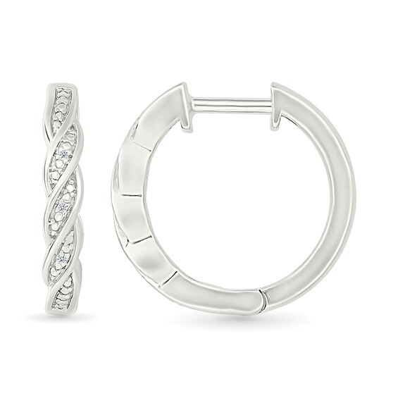 Diamond Accent Braided Hoop Earrings in Sterling Silver