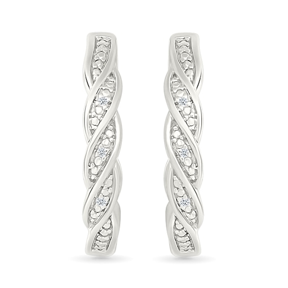 Diamond Accent Braided Hoop Earrings in Sterling Silver