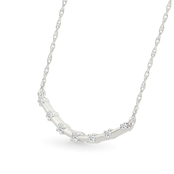 1/10 CT. T.w. Diamond Station Curved Bar Necklace in Sterling Silver