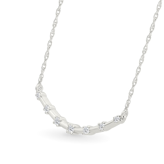 1/10 CT. T.w. Diamond Station Curved Bar Necklace in Sterling Silver