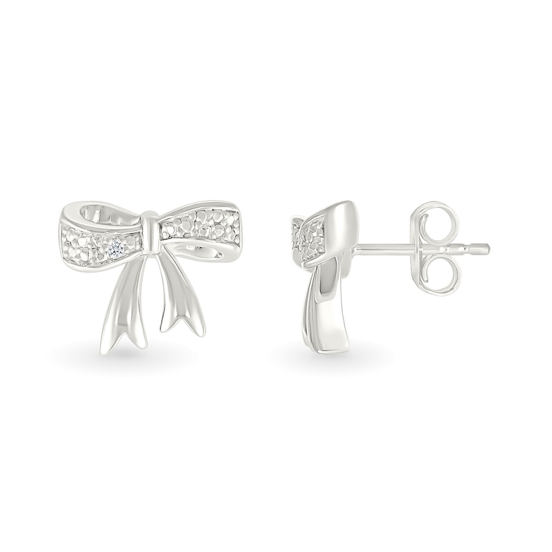 Main Image 2 of Diamond Accent Bow Stud Earrings in Sterling Silver