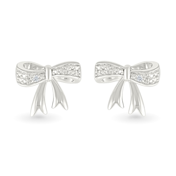 Diamond Accent Bow Stud Earrings in Sterling Silver