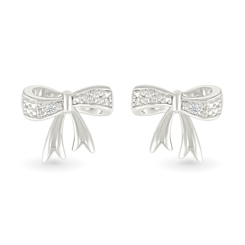 Main Image 4 of Diamond Accent Bow Stud Earrings in Sterling Silver