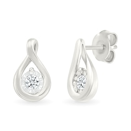 1/8 CT. T.W. Diamond Twist Drop Earrings in Sterling Silver