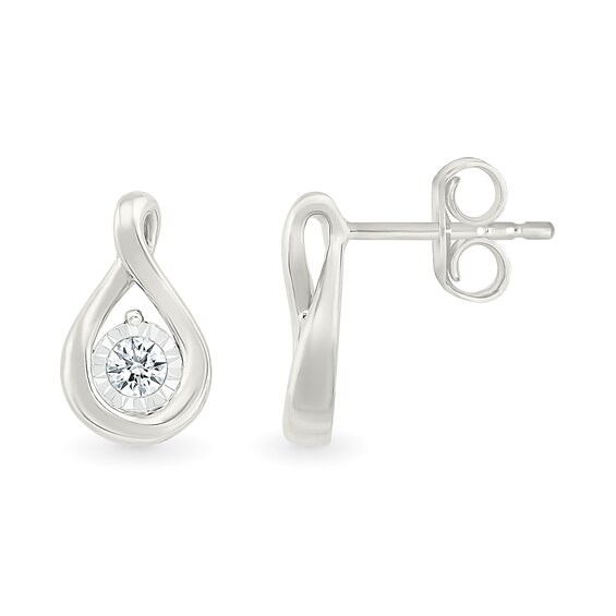 1/8 CT. T.w. Diamond Twist Drop Earrings in Sterling Silver