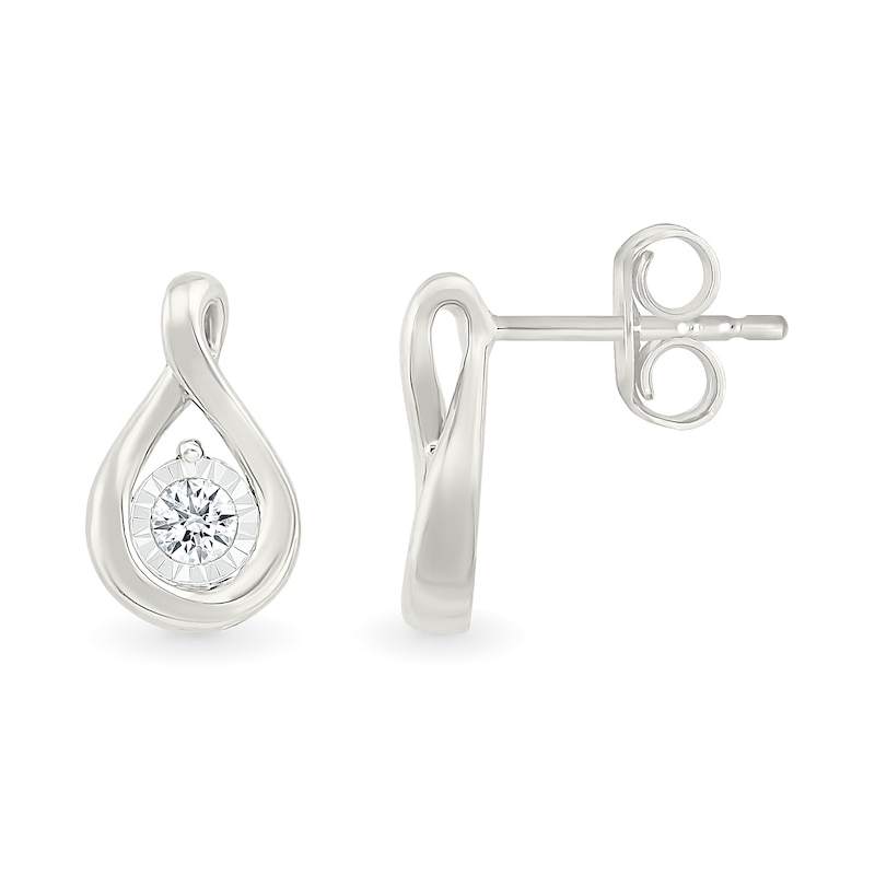 Main Image 2 of 1/8 CT. T.W. Diamond Twist Drop Earrings in Sterling Silver