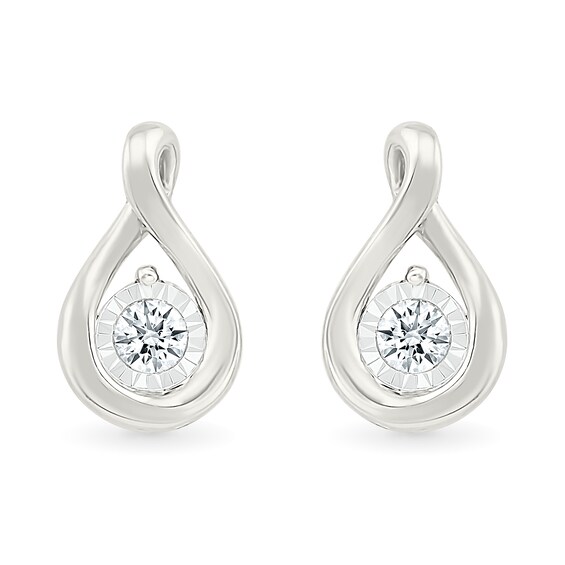 1/8 CT. T.w. Diamond Twist Drop Earrings in Sterling Silver