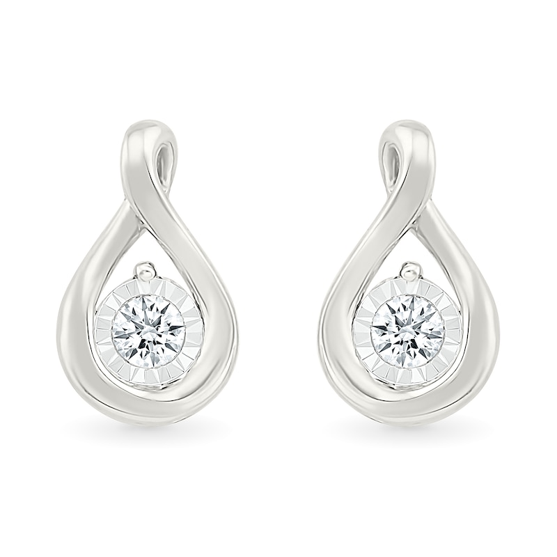 Main Image 4 of 1/8 CT. T.W. Diamond Twist Drop Earrings in Sterling Silver